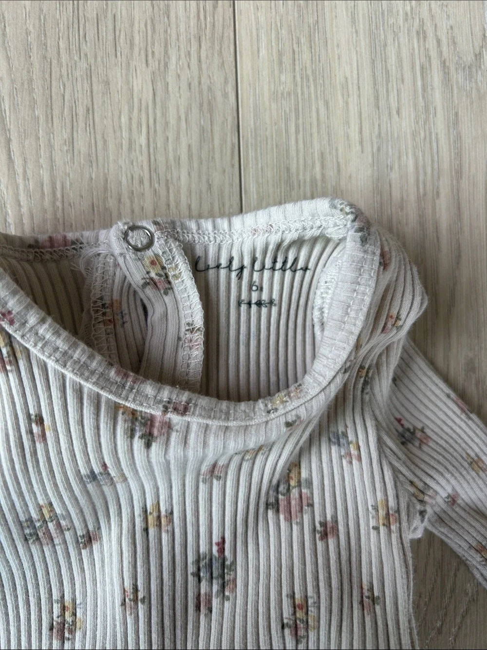 Lovely littles  Cream Floral Ribbed One-Piece Sleeper 6m